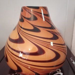 Beautiful hand blown glass art bulbous vase